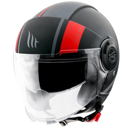 Casco Jet MT Helmets Viale grafica Phantom nero opaco e rosso