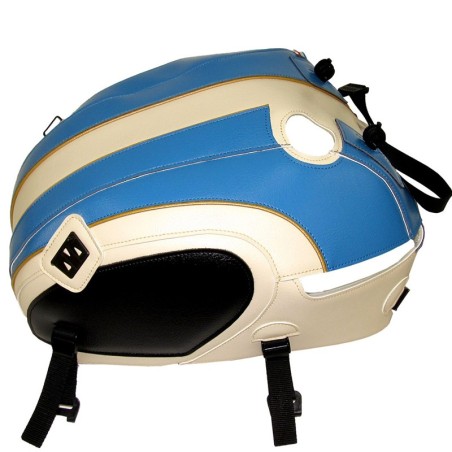 Copriserbatoio Bagster per Triumph Bonneville T120 crema, azzurro e oro