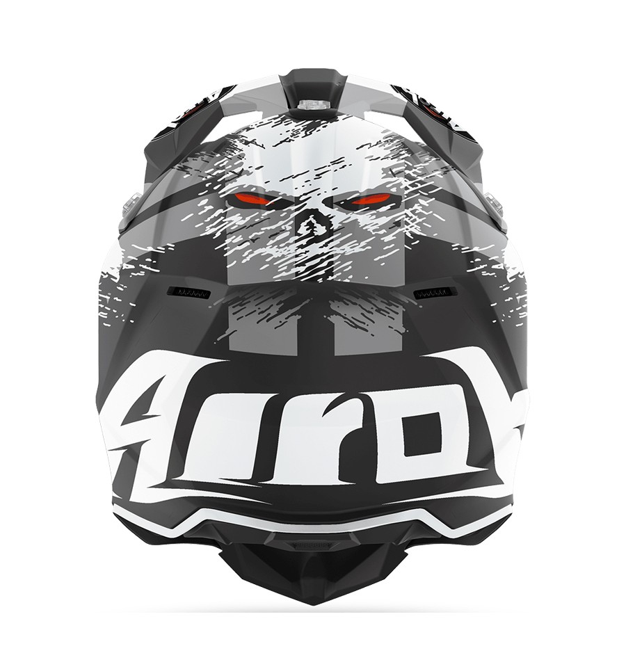 Casco Airoh enduro Wraap Demon bianco e nero opaco