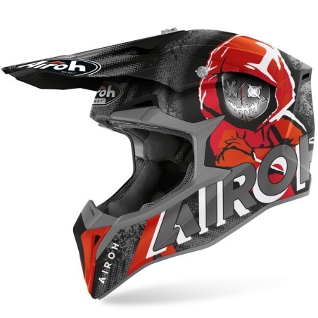 Casco Airoh enduro Wraap Alien rosso, grigio e nero