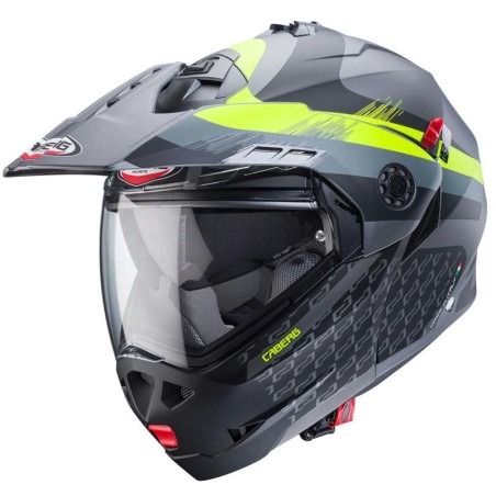 Casco Caberg Tourmax X Sarabe apribile enduro doppia visiera antracite opaco e e giallo fluo