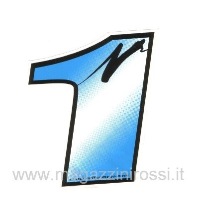 Numero grande adesivo azzurro