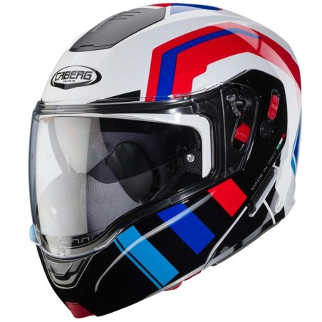 Casco Caberg Horus X Road apribile doppia visiera bianco, rosso e blu