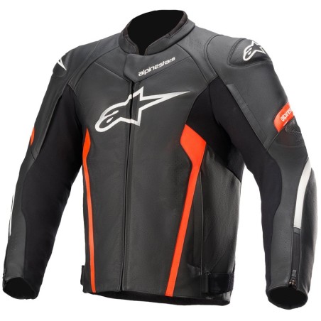 Giacca da moto in pelle Alpinestars Faster V2 nera e rossa