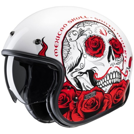 Casco Jet HJC V31 Desto MC1 bianco lucido e rosso