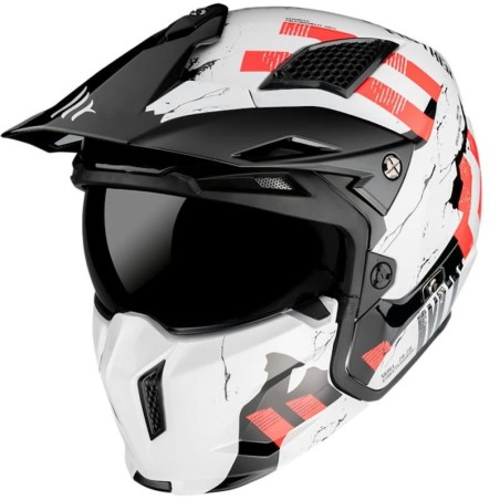 Casco MT Helmets Streetfighter Skull bianco, nero e rosso