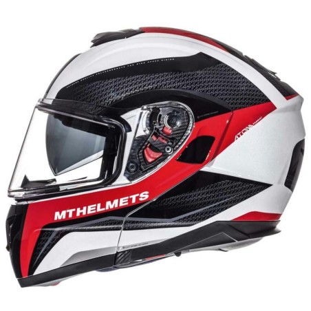 Casco MT Helmets apribile Atom SV Tarmac bianco, nero e rosso