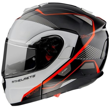 Casco MT Helmets apribile Atom SV Opened bianco, nero e rosso fluo