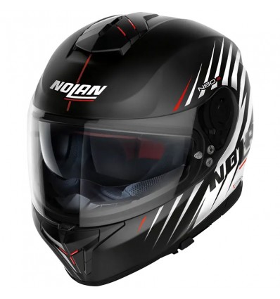 Casco Nolan N80.8 Kosmos N-Com nero opaco, bianco e rosso