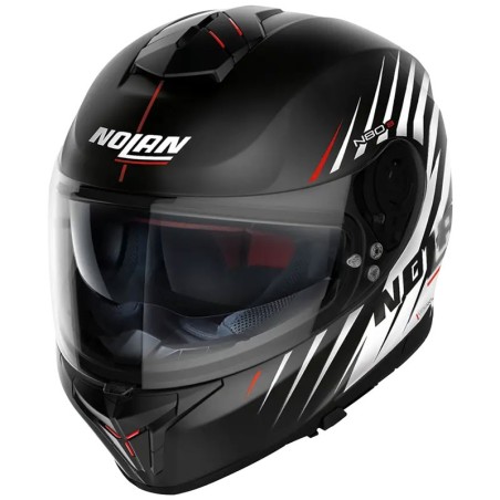 Casco Nolan N80.8 Kosmos N-Com nero opaco, bianco e rosso