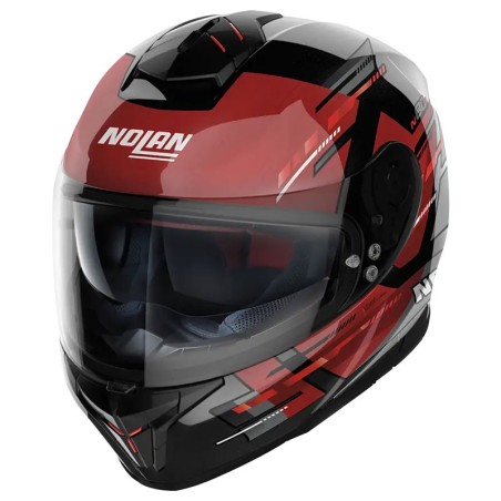 Casco Nolan N80.8 Meteor N-Com nero e rosso scuro