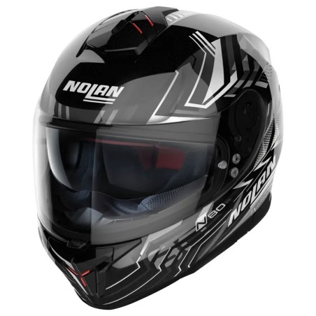 Casco Nolan N80.8 Turbolence N-Com nero lucido e bianco