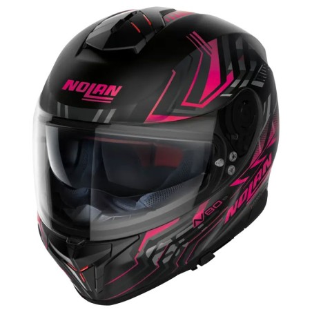 Casco Nolan N80.8 Turbolence N-Com nero opaco e rosso