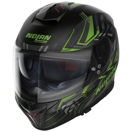 Casco Nolan N80.8 Turbolence N-Com nero opaco e verde