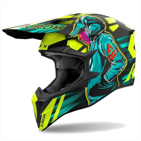 Casco Airoh enduro Wraaap Cyber giallo opaco