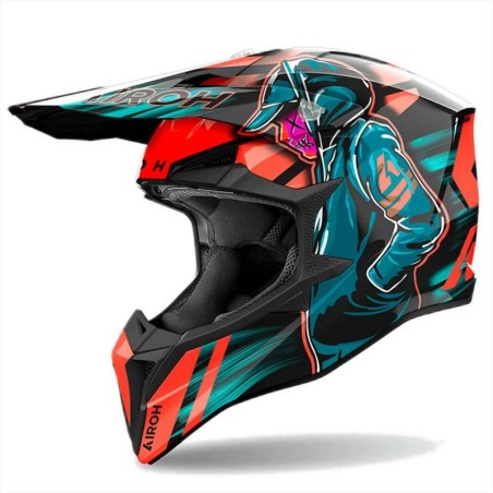 Casco Airoh enduro Wraaap Cyber arancio lucido