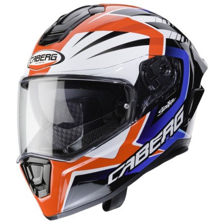 Casco Caberg Drift Evo MR55 doppia visiera nero, bianco, rosso e blu