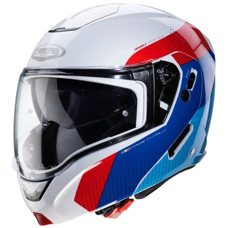 Casco Caberg Horus Scout apribile doppia visiera bianco, blu e rosso