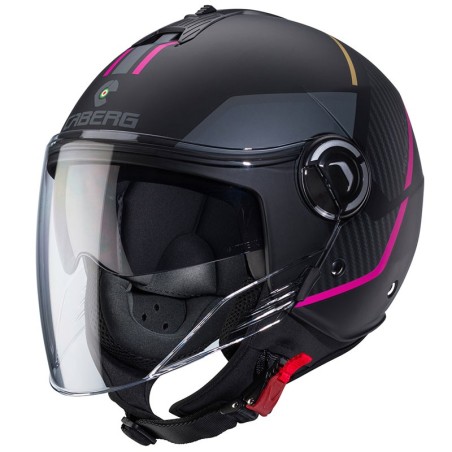 Casco Caberg Riviera V4-X grafica Geo nero opaco e fucsia