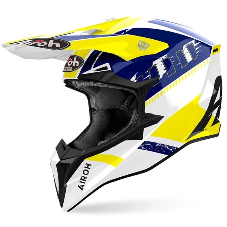 Casco Airoh enduro Wraaap Feel giallo e blu