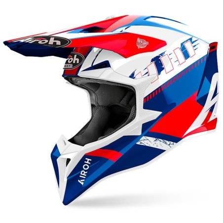 Casco Airoh enduro Wraaap Feel blu, bianco e rosso