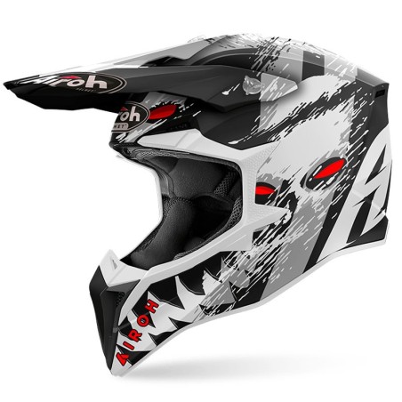 Casco Airoh enduro Wraaap Demon bianco e nero opaco