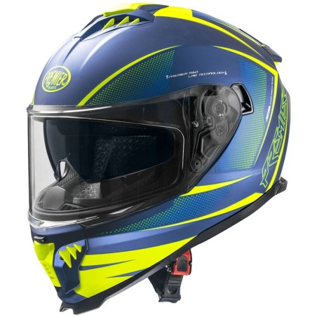 Casco integrale Premier Typhoon FR 12BM blu e giallo fluo opachi