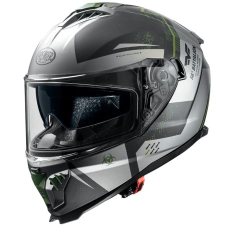 Casco integrale Premier Typhoon BA MILYBM  grigio, nero e verde militare