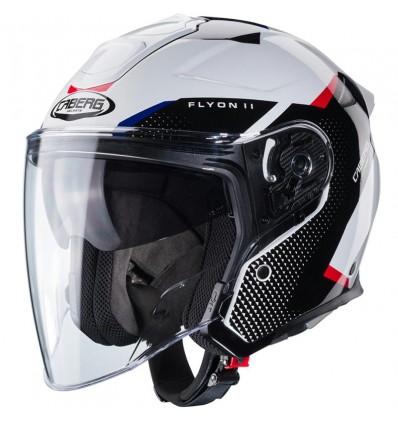 Casco Jet Caberg Flyon II Boss bianco, nero e rosso