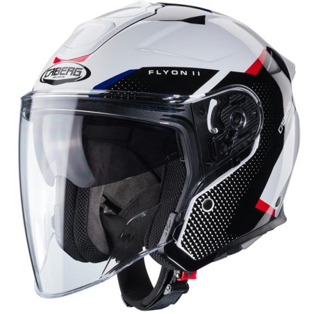 Casco Jet Caberg Flyon II Boss bianco, nero e rosso