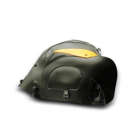 Copriserbatoio Bagster per Honda XL 1000 V Varadero 99-11 in similpelle nero e triangolo giallo oro