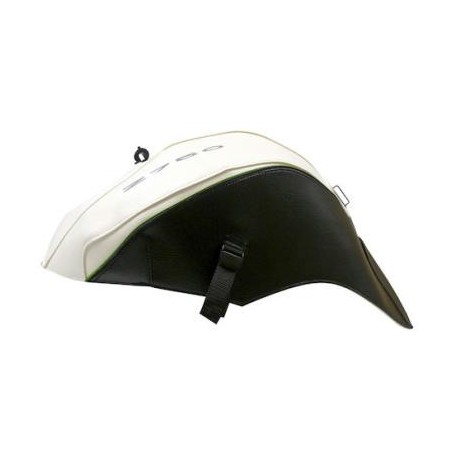 Copriserbatoio Bagster per Kawasaki Z750 07-12 in similpelle bianco, nero e bordo verde madreperla