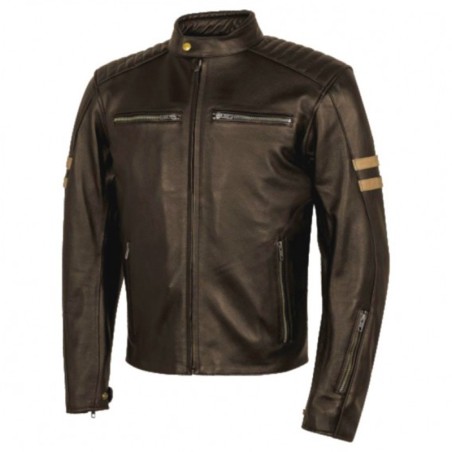 Giacca da moto in pelle Moore Legend marrone scura