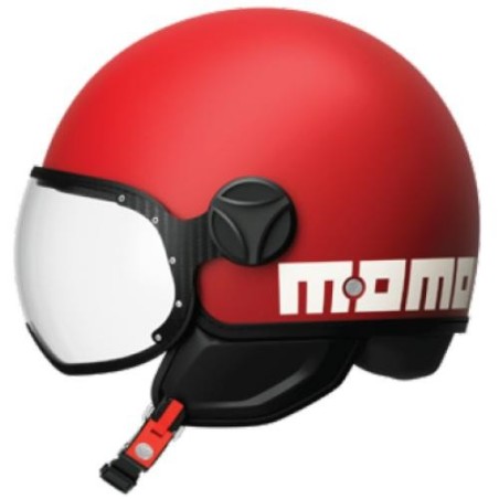 Casco Momo Design Fighter Classic Candy E2206 rosso opaco e bianco