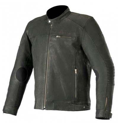 Giacca da moto in pelle Alpinestars Warhorse nera opaca