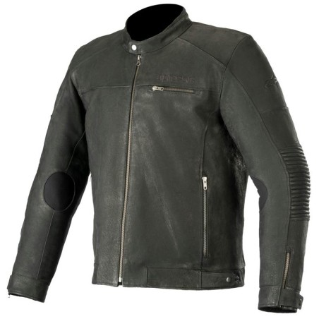 Giacca da moto in pelle Alpinestars Warhorse nera opaca