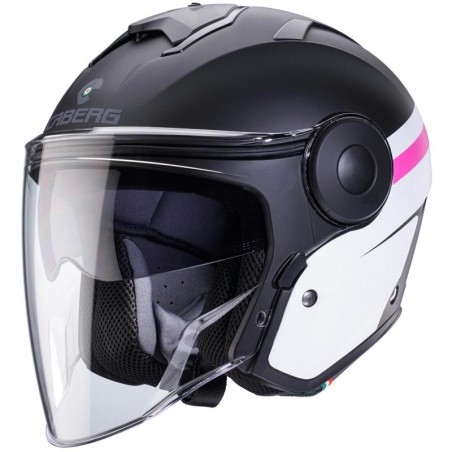 Casco Jet Caberg Soho Zephir nero opaco, bianco e fucsia