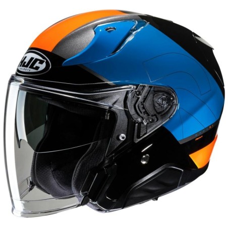 Casco Jet HJC RPHA 31 Chelet blu, nero e arancio