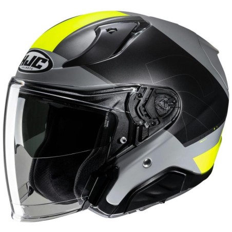 Casco Jet HJC RPHA 31 Chelet nero opaco, grigio e giallo fluo