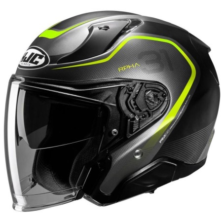 Casco Jet HJC RPHA 31 Kouv nero opaco, grigio e giallo fluo