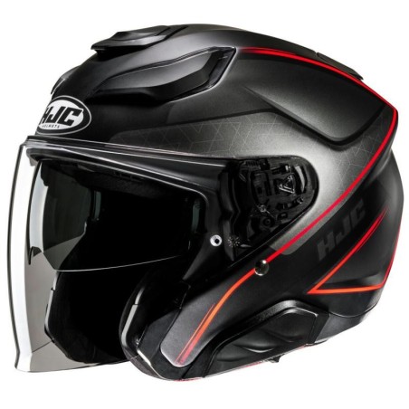 Casco Jet HJC F31 Ludi nero opaco e rosso