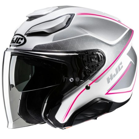 Casco Jet HJC F31 Ludi bianco, grigio e rosa