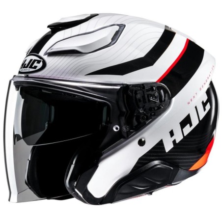 Casco Jet HJC F31 Naby bianco, nero e rosso