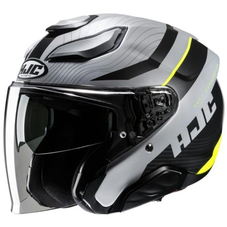 Casco Jet HJC F31 Naby grigio, nero e giallo opaco