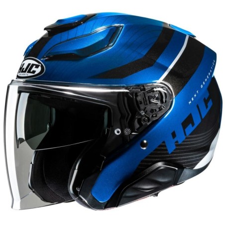 Casco Jet HJC F31 Naby blu metal e nero