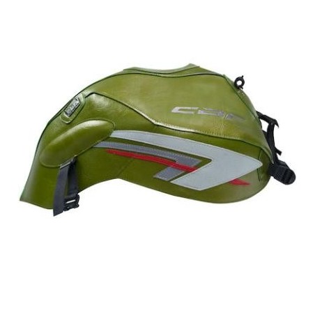 Copriserbatoio Bagster per Honda CBF 600N 08-12 in similpelle verde oliva, grigio e rosso