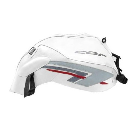 Copriserbatoio Bagster per Honda CBF 600N 08-12 in similpelle bianco, acciaio e rosso