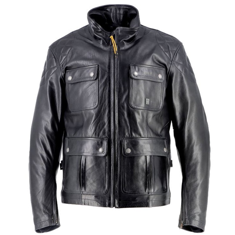 Giacca da moto in pelle Helstons Hunt vintage nera