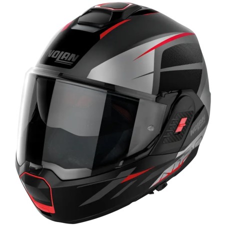 Casco apribile Nolan N120-1 Nightlife antracite, argento e rosso opaco