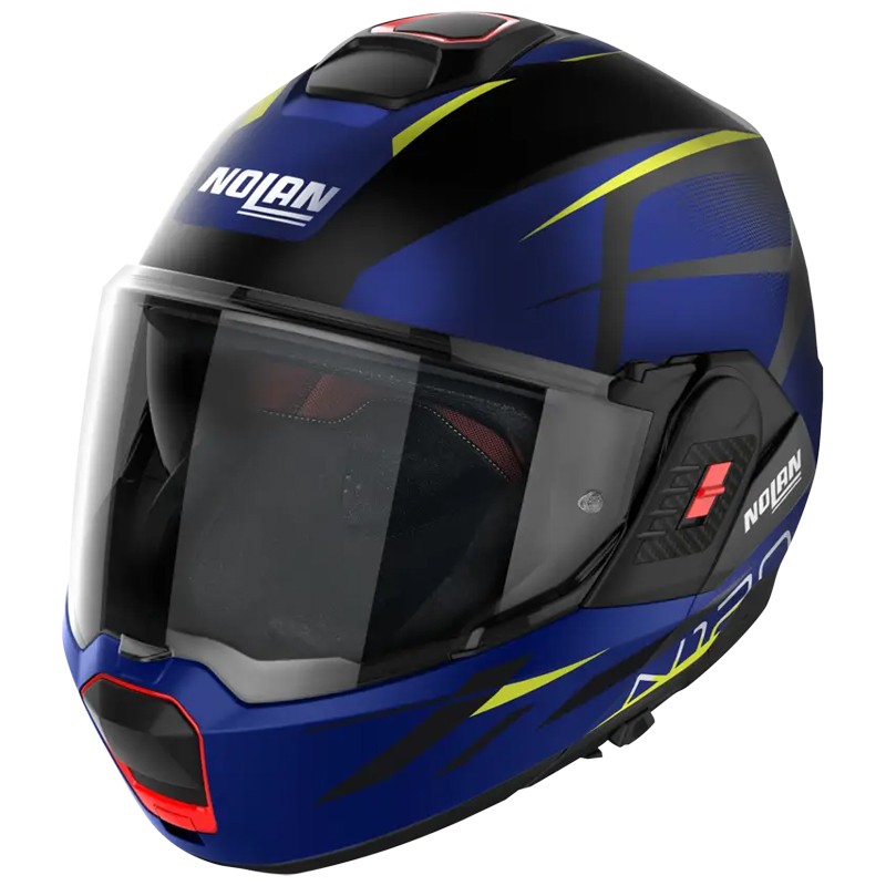 Casco apribile Nolan N120-1 Nightlife blu, nero e giallo opaco